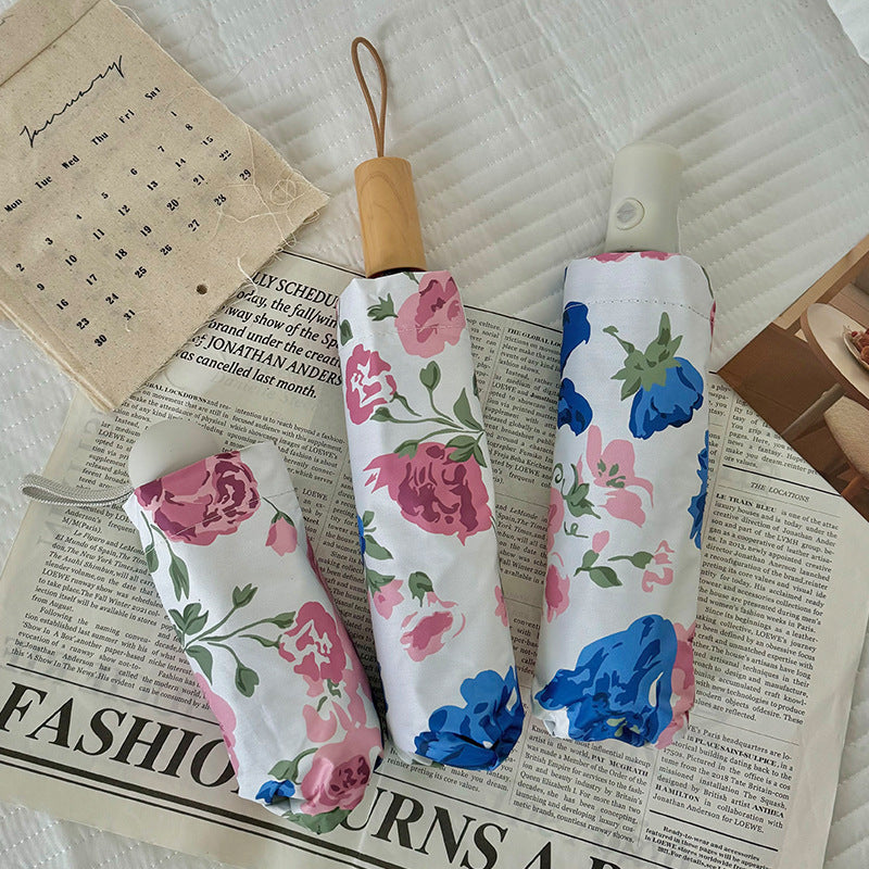 Women's Folding Umbrella with High-Quality Floral Design Kalsten