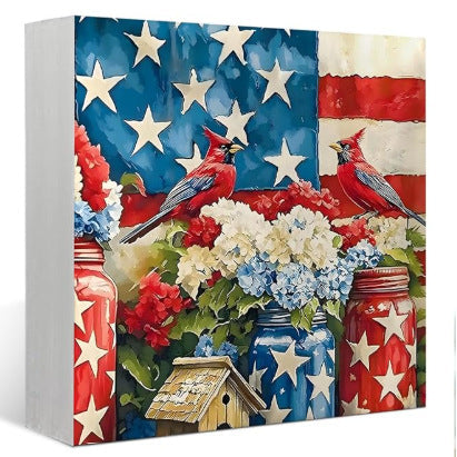 Unisex nan rustic canvas print with patriotic strawberry heart motif and vintage finish Kalsten