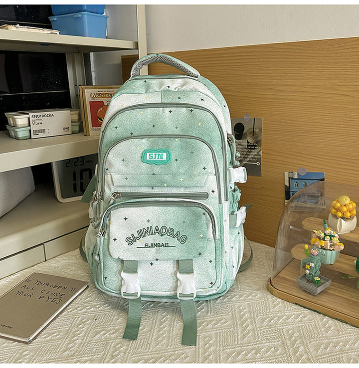 Multi-Pocket Galaxy-Themed School Backpack