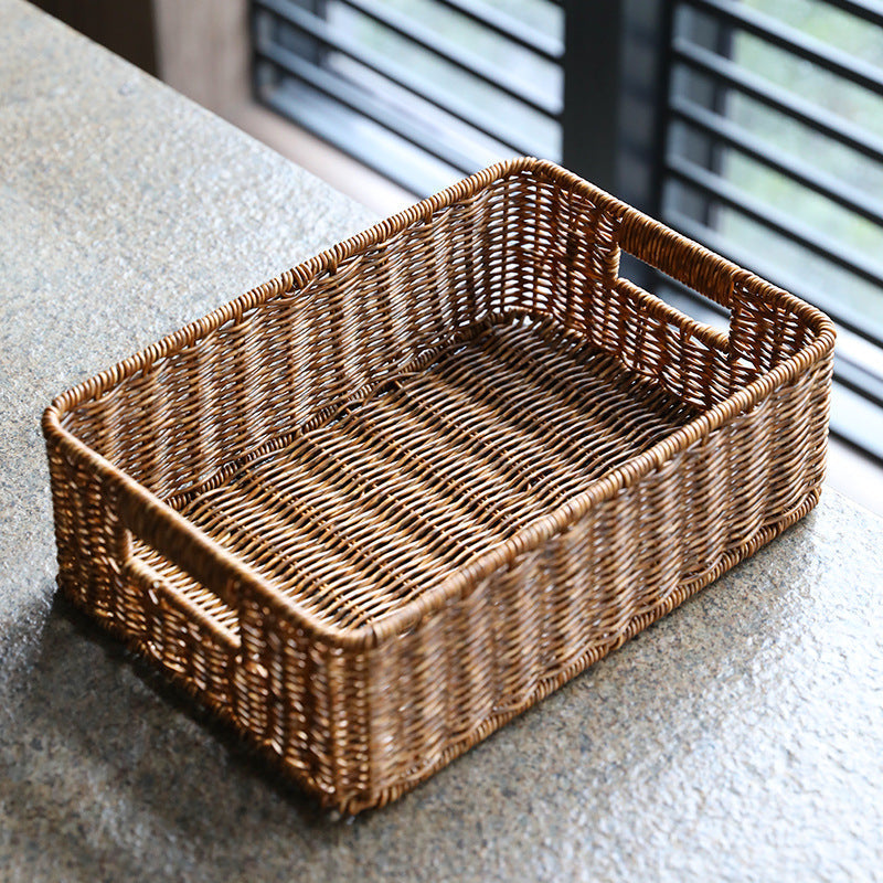 Woven Rectangular Storage Basket with Handles Kalsten