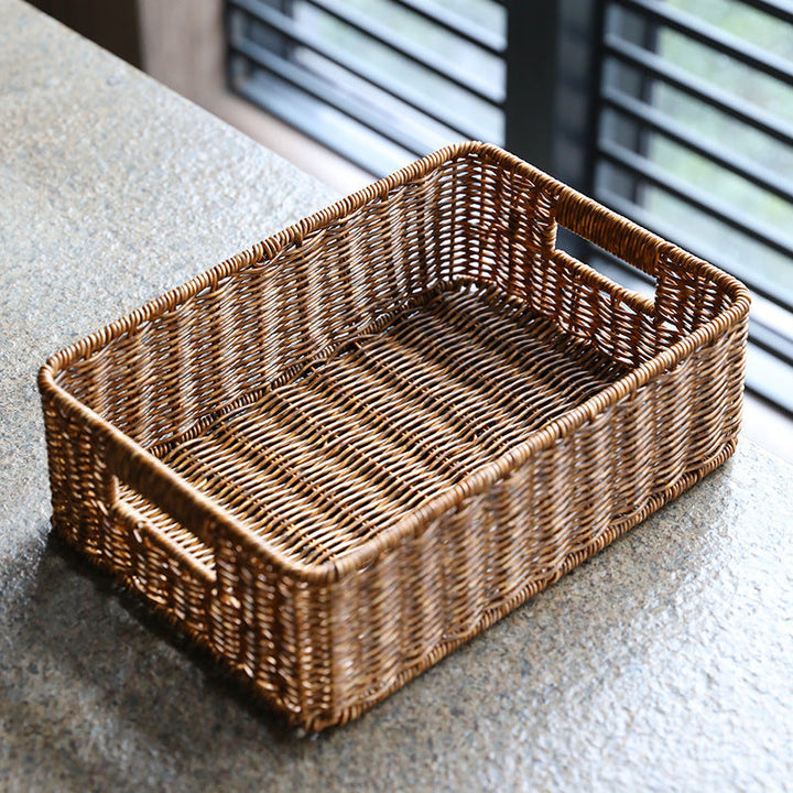 Woven Rectangular Storage Basket with Handles Kalsten