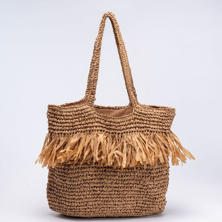 Elegant straw bag with fringed accents Kalsten
