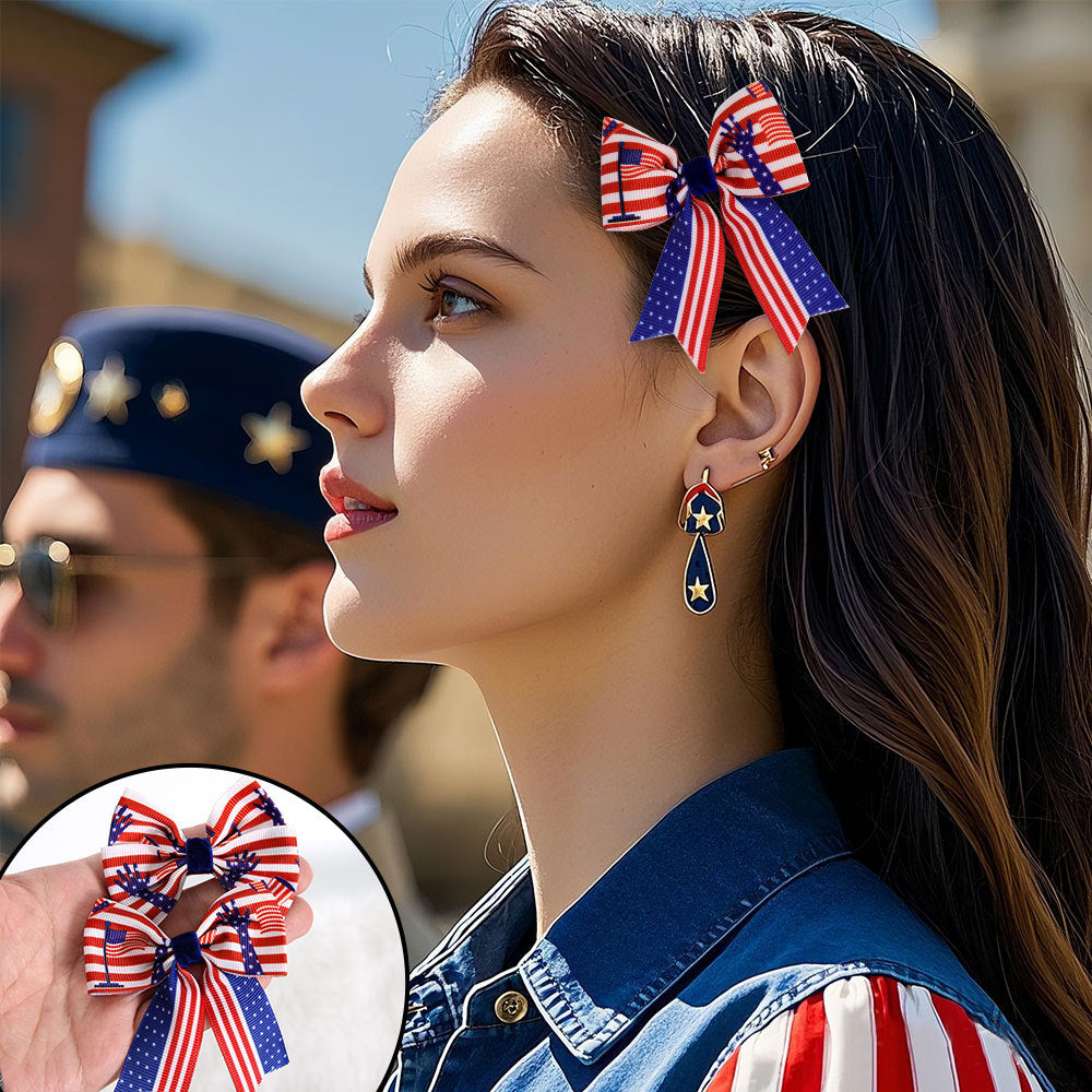 Ladies small pleated hair bow made of grosgrain ribbon with medium knot and mini alligator clip Kalsten
