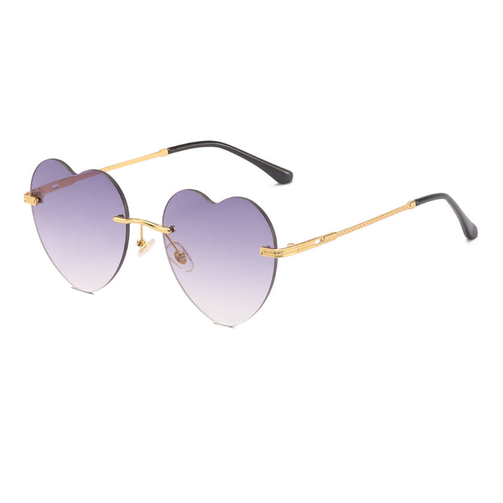 Women's Heart-Shaped Sunglasses with Mirrored Lenses and Gold Frame Kalsten