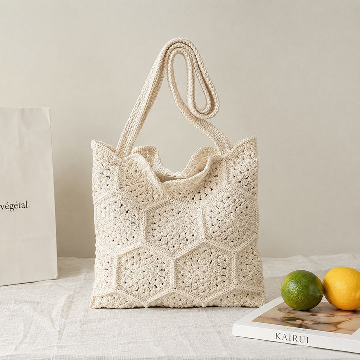 Handwoven shopping bag with unique hexagon pattern Kalsten