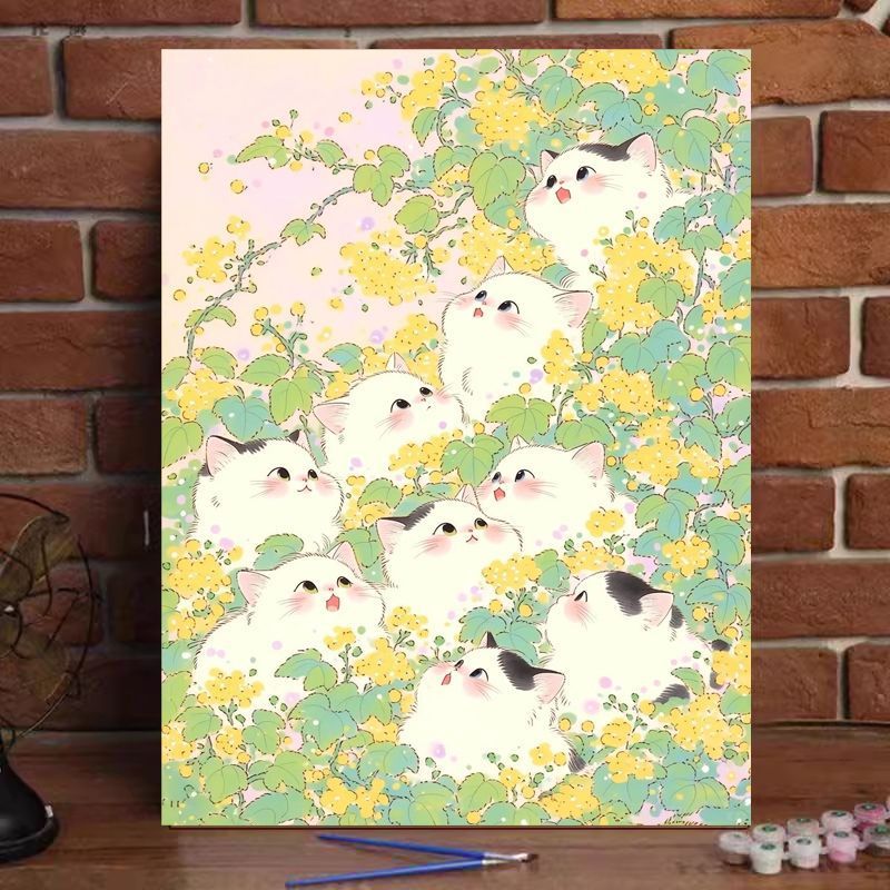 Whimsical Cat-Themed Paint by Numbers Art Kit Kalsten