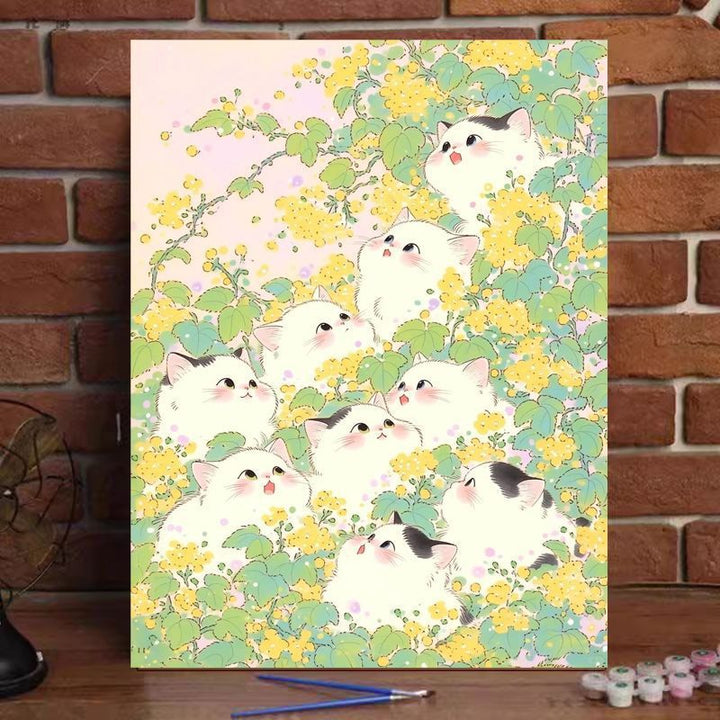 Whimsical Cat-Themed Paint by Numbers Art Kit Kalsten