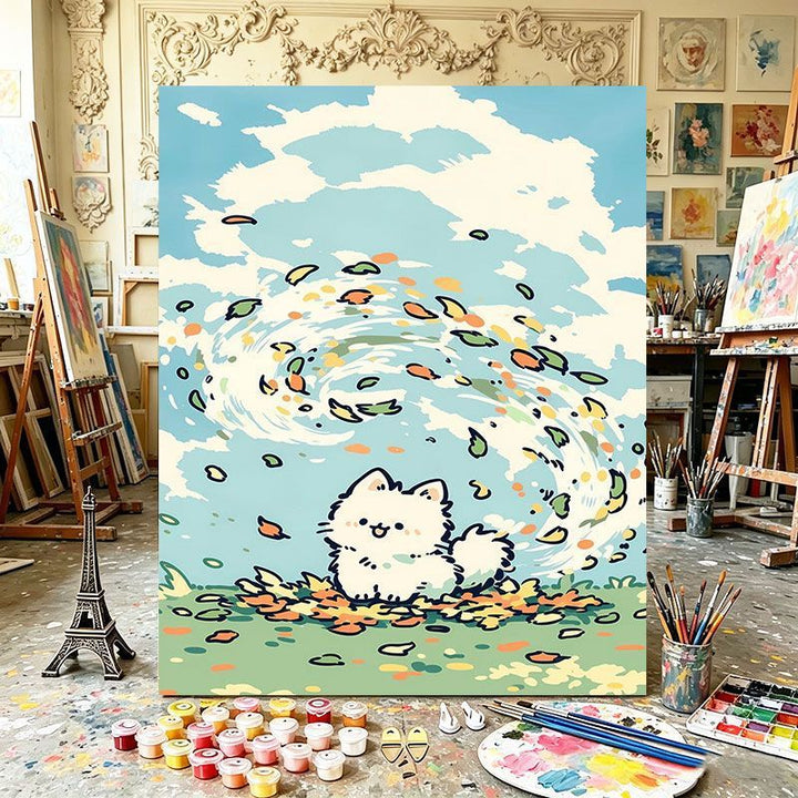 Playful Cat Illustration Art Print Kalsten
