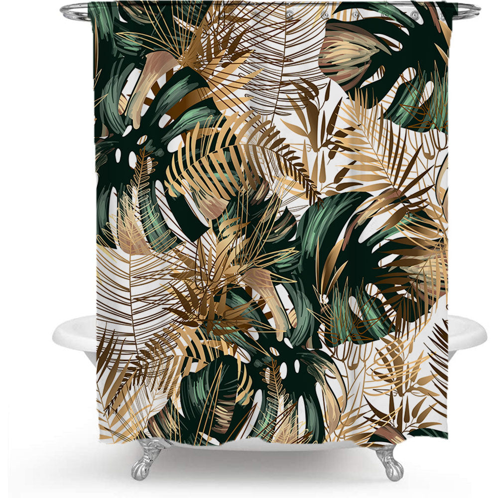 Tropical Leaf Print Shower Curtain Kalsten