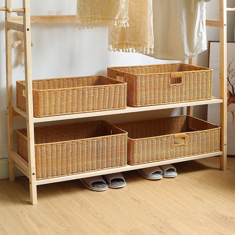 Handwoven Rectangular Storage Basket with Cut-Out Handles Kalsten