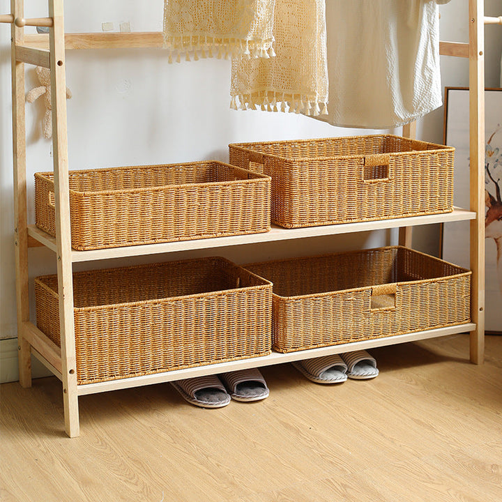 Handwoven Rectangular Storage Basket with Cut-Out Handles Kalsten