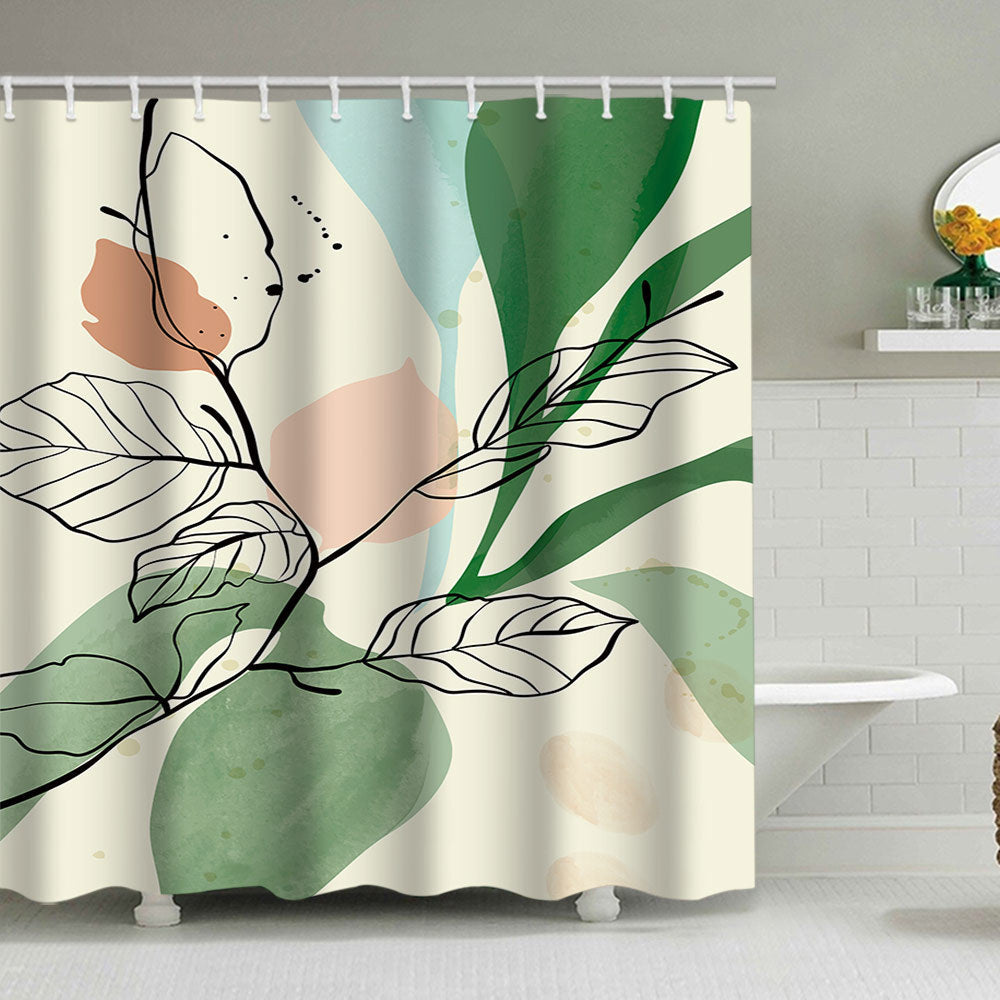 Abstract Botanical Print Shower Curtain Kalsten