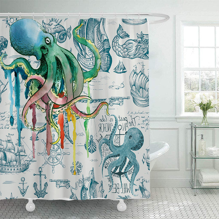 Coastal Pattern Shower Curtain Kalsten