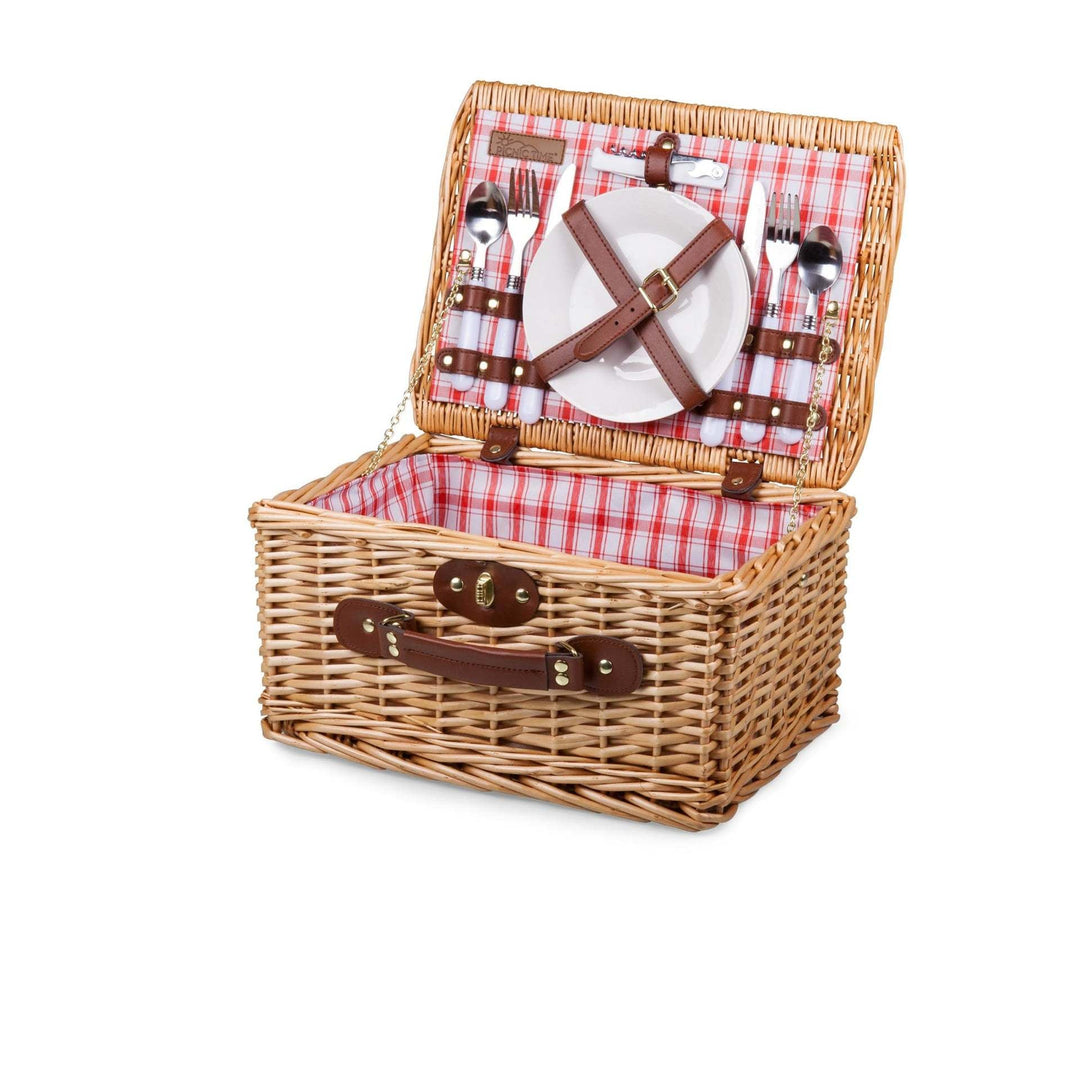Women's picnic basket with integrated dish set and decorative inner lining Kalsten