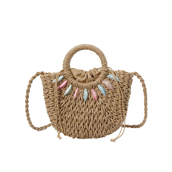 Fashionable straw bag with pearl embellishments Kalsten