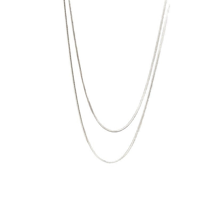 Layered Sleek Silver Chain Necklace Kalsten