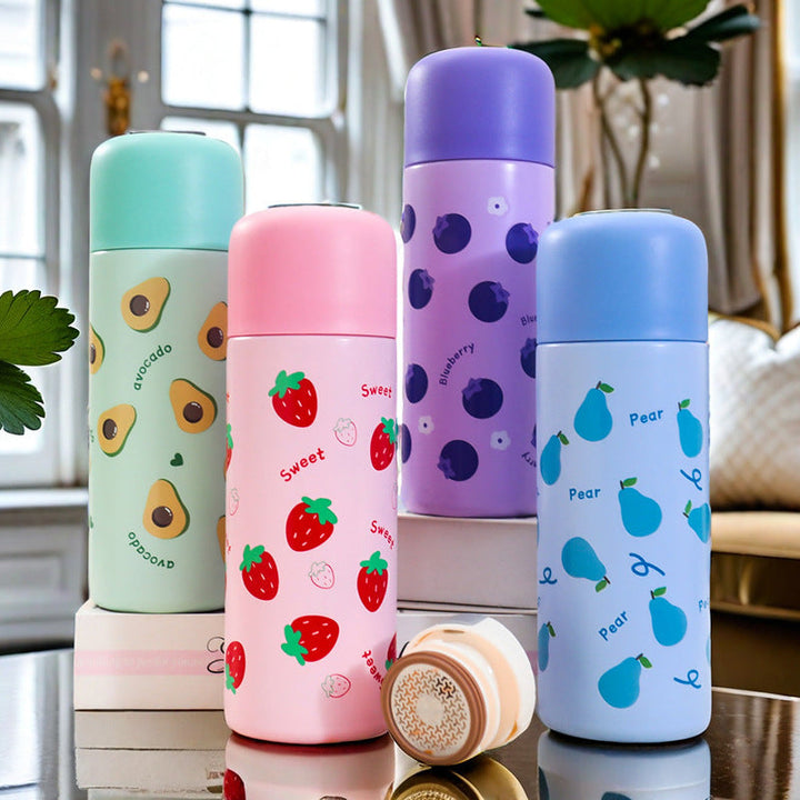 Women's Insulated Water Bottle with Fruity Design and Ergonomic Carry Handle Kalsten