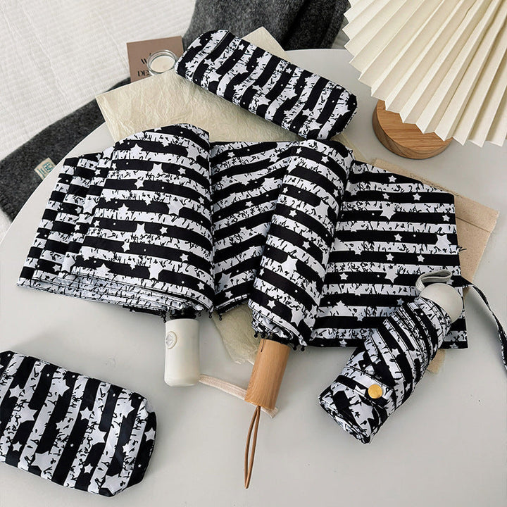 Women Foldable Umbrella with Stylish Stripe Pattern Kalsten