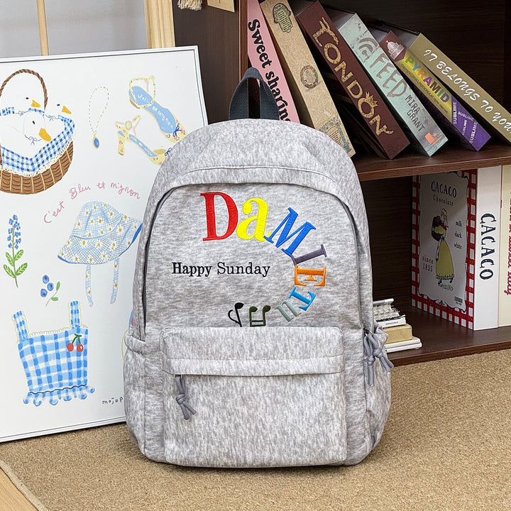 Casual Graphic Embroidered School Backpack