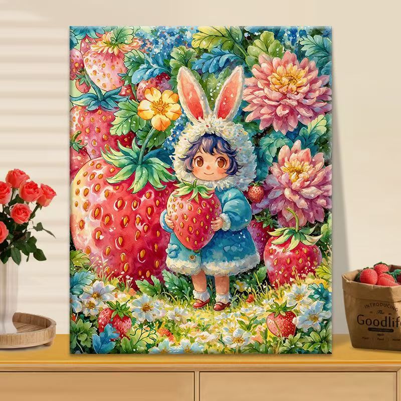 Whimsical Strawberry Garden Canvas Art Kalsten
