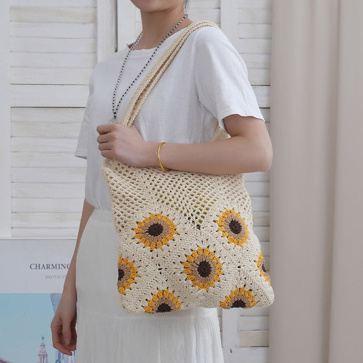 Handcrafted Jute Bag with Colorful Flower Pattern Kalsten