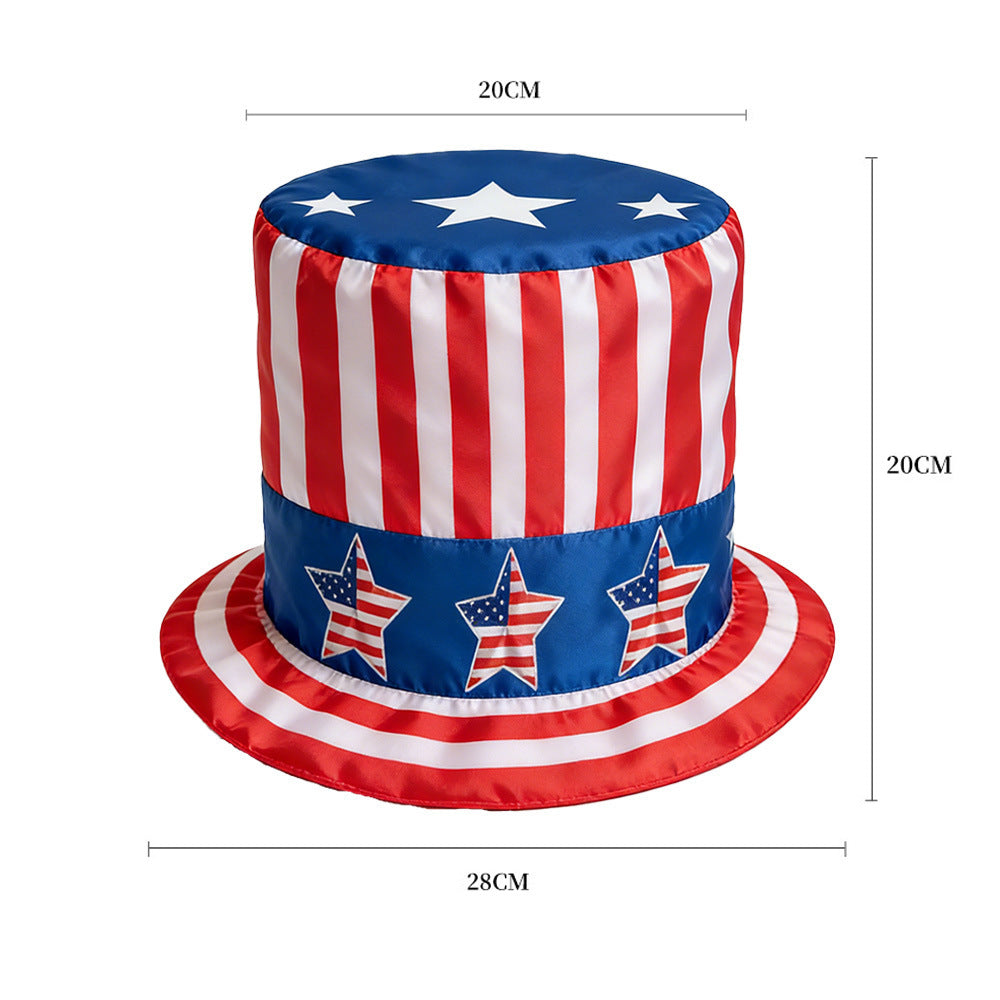 Unisex nano patriotic party top hat with Independence Day motif and lightweight polyester construction One size Kalsten