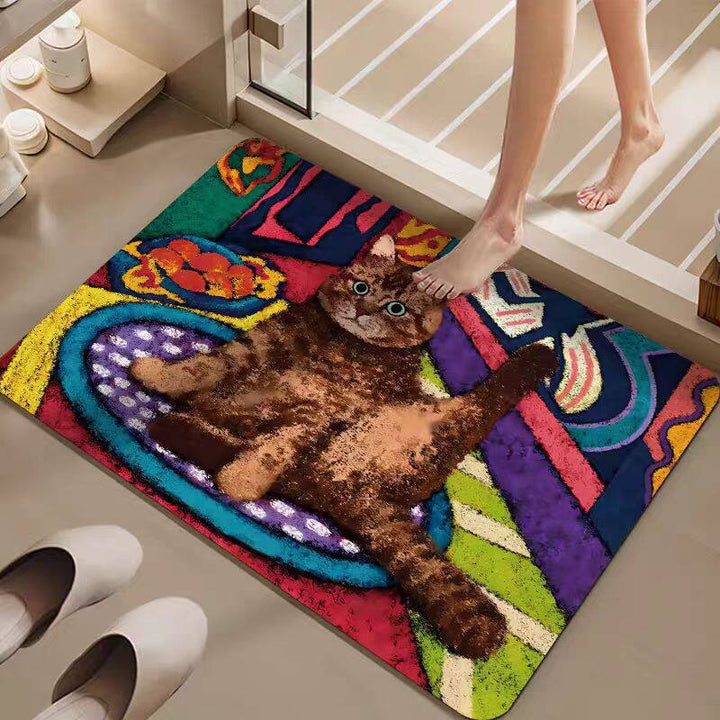 Cartoon Cat-Themed Bath Mat Kalsten