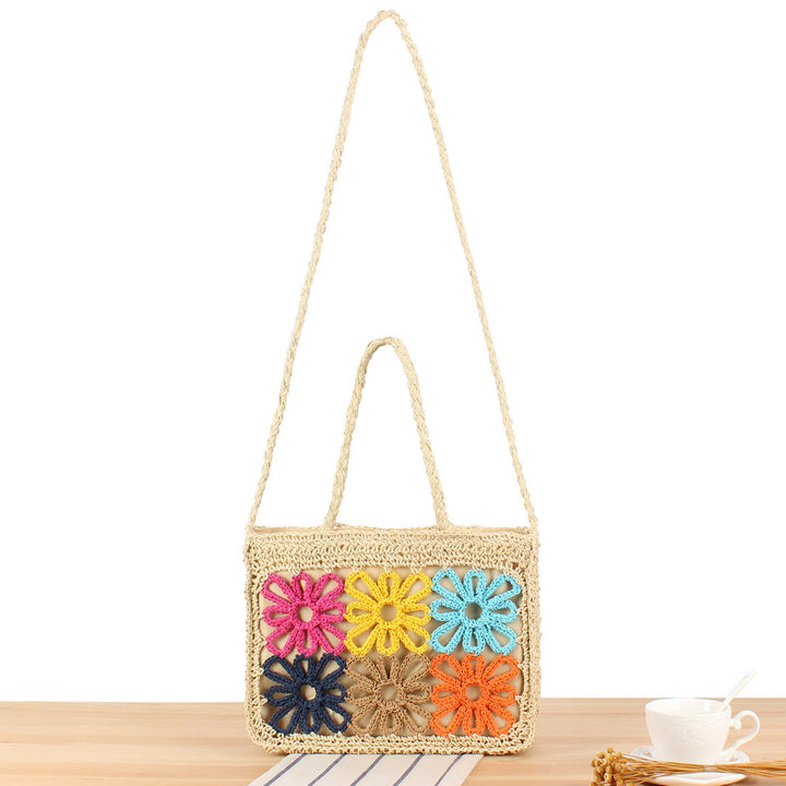 Handcrafted basket bag with colorful flower design Kalsten