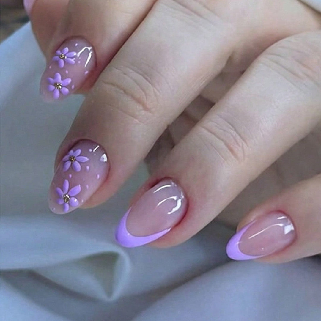 Elegant Floral Bow Press-On Nail Tips Kalsten