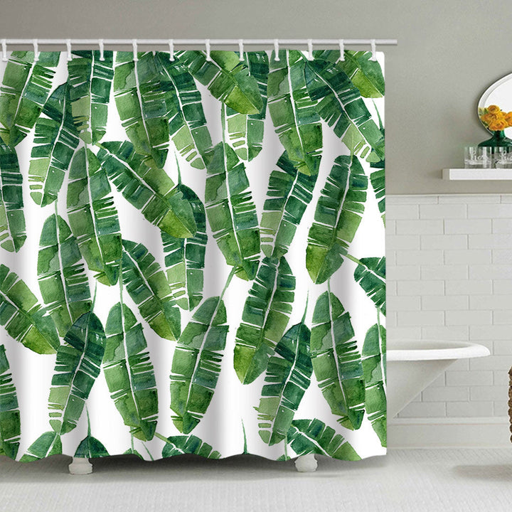 Tropical Leaf Print Shower Curtain Kalsten