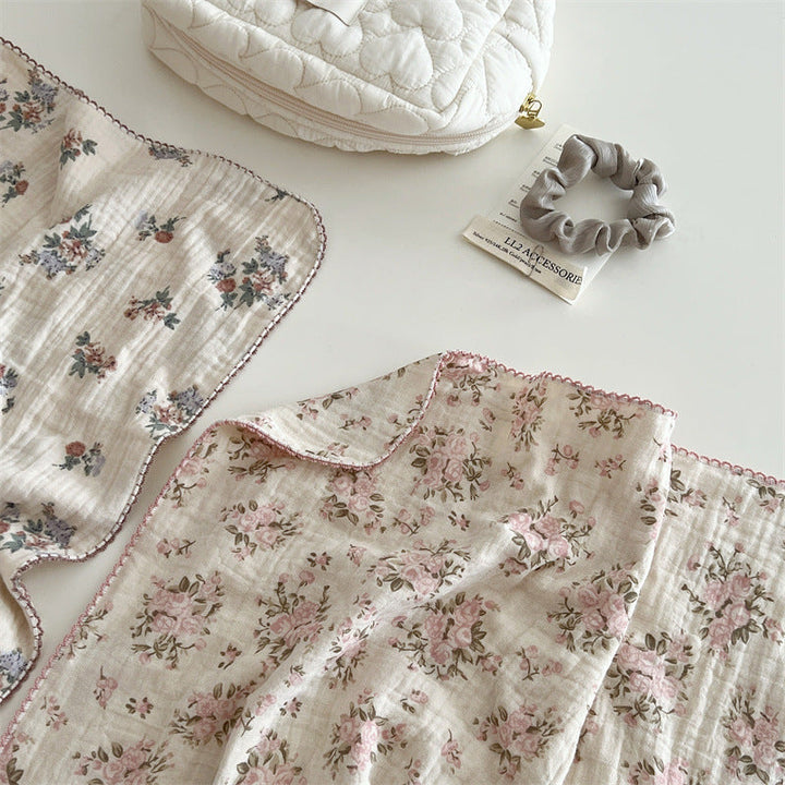 Unisex Cotton Muslin Blanket with Floral Design and Ruffle Details Kalsten