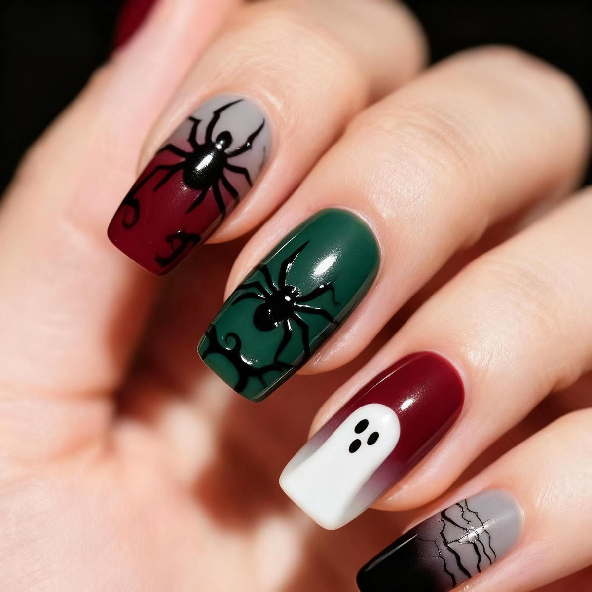 Halloween Nail Art Set with Creative Designs and Sparkling Details Acalora