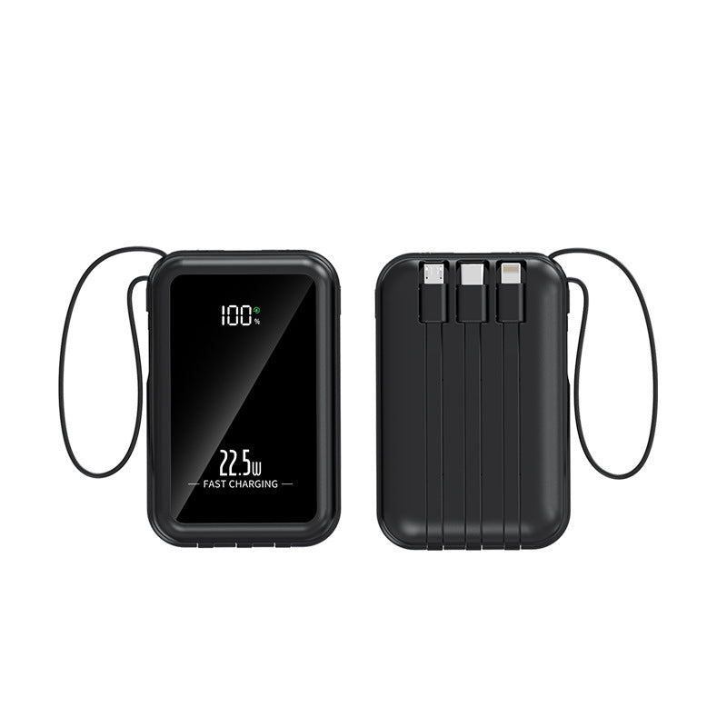 Portable power bank with integrated digital display and versatile cable system Kalsten