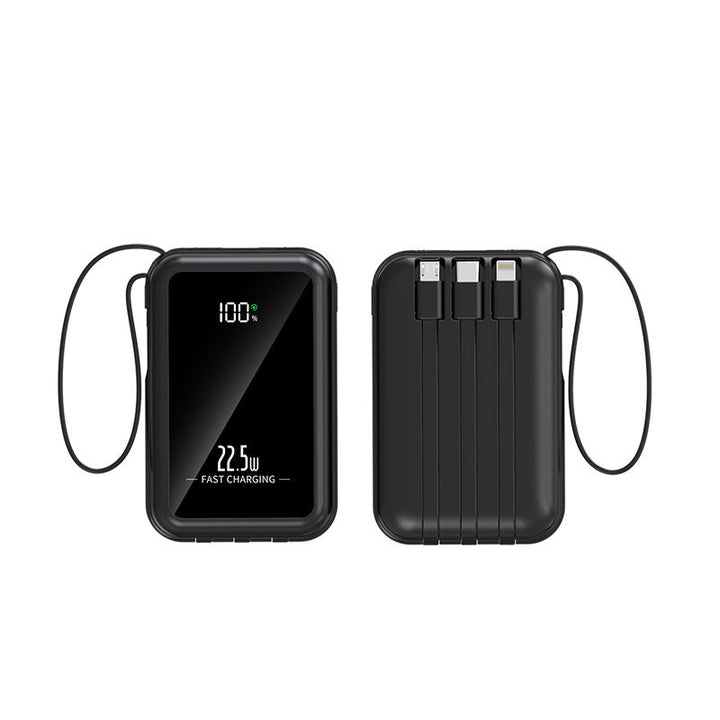 Portable power bank with integrated digital display and versatile cable system Kalsten