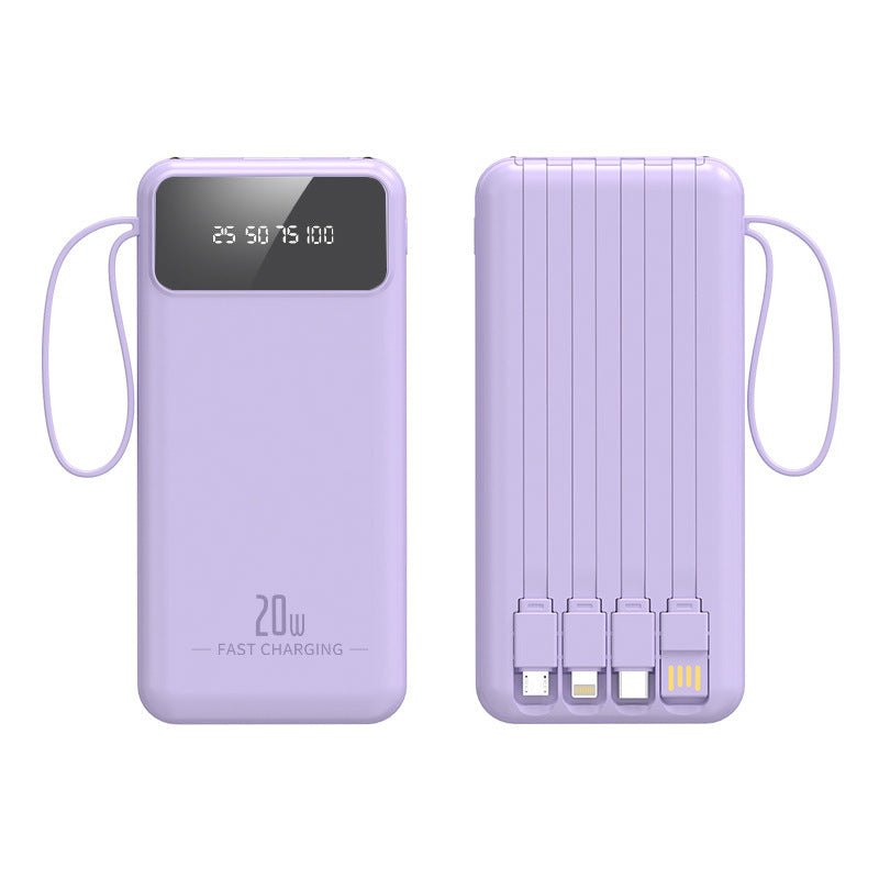 Portable power bank with integrated cable system and digital charging display Kalsten
