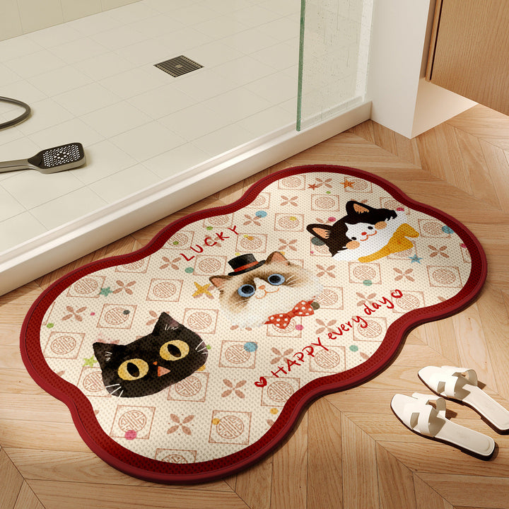 Cute Cartoon Cat-Themed Bath Mat Kalsten