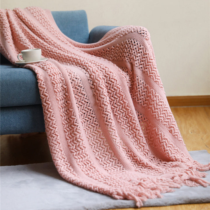Women's Knit Blanket with Elegant Fringes Kalsten