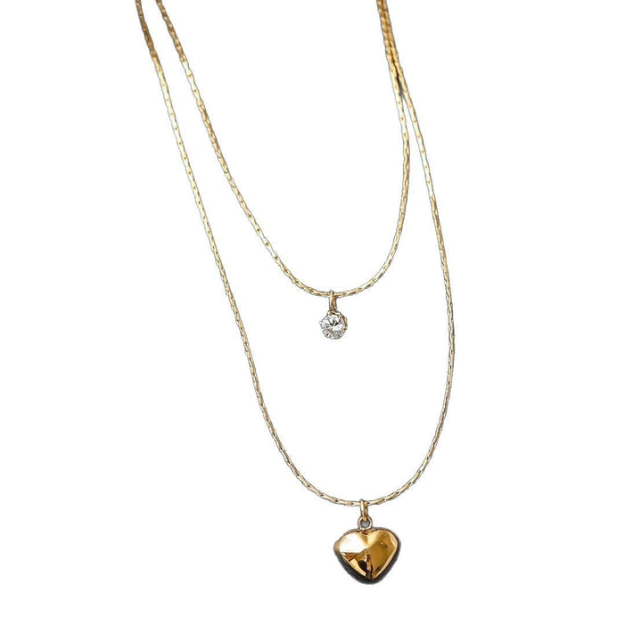 Heart Charm Layered Necklace Kalsten