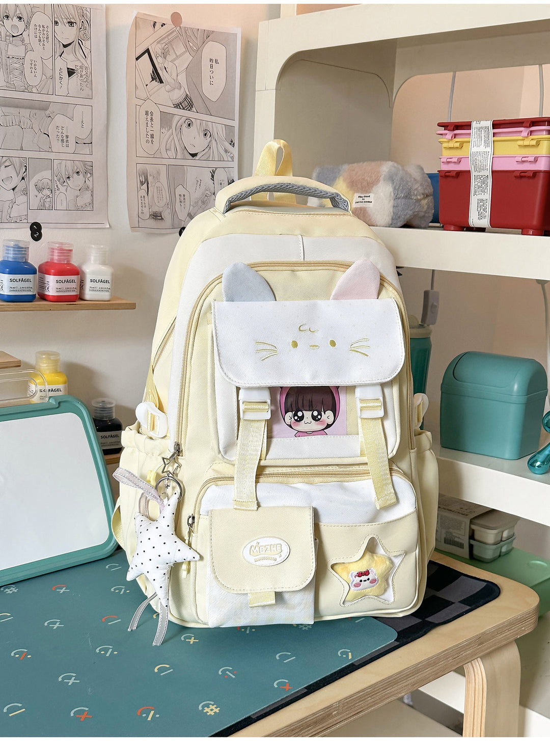 Cute Character-Themed Multi-Pocket School Backpack