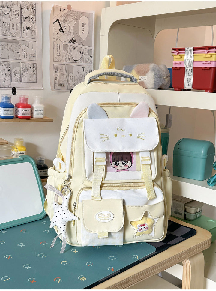 Cute Character-Themed Multi-Pocket School Backpack