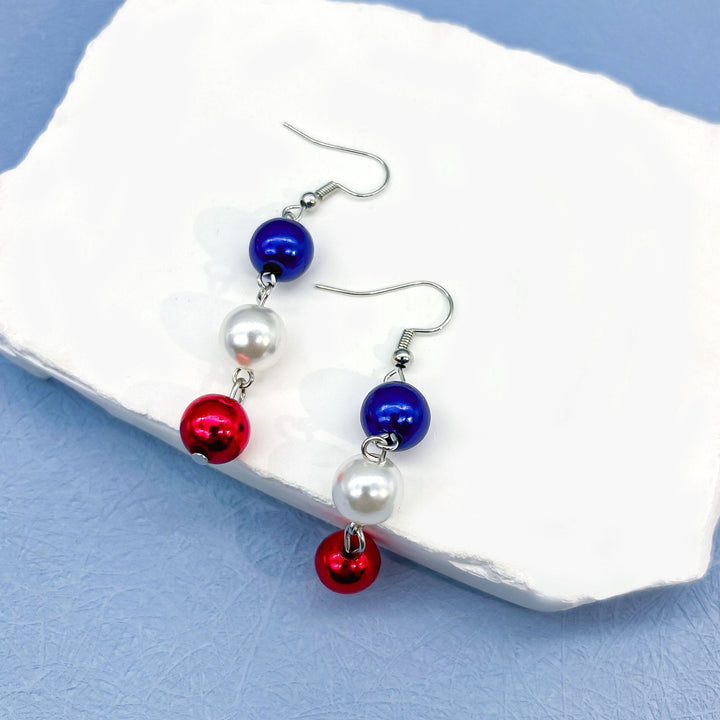 Women's nan long patriotic mesh tassel dangle earrings Kalsten