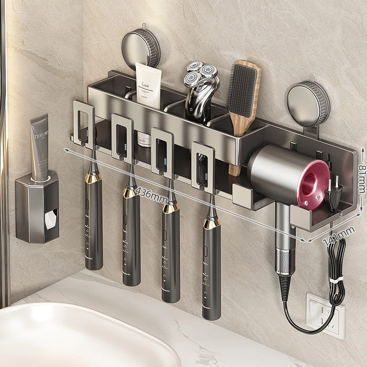 Wall-Mounted Hair Tool Organizer with Storage Compartment Kalsten