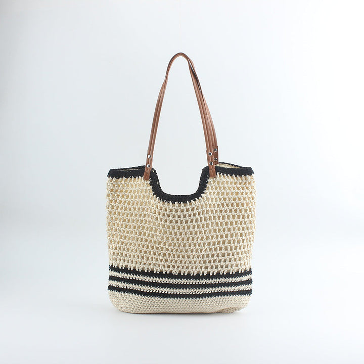 Handcrafted designer beach bag with sturdy leather handles Kalsten
