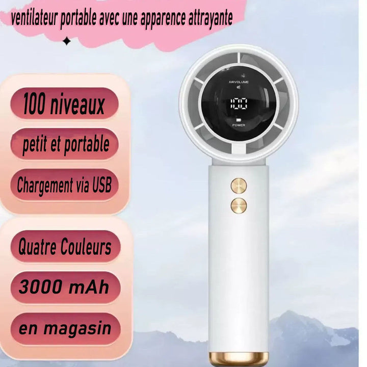 Ladies handheld fan with digital speed control and LED display Kalsten