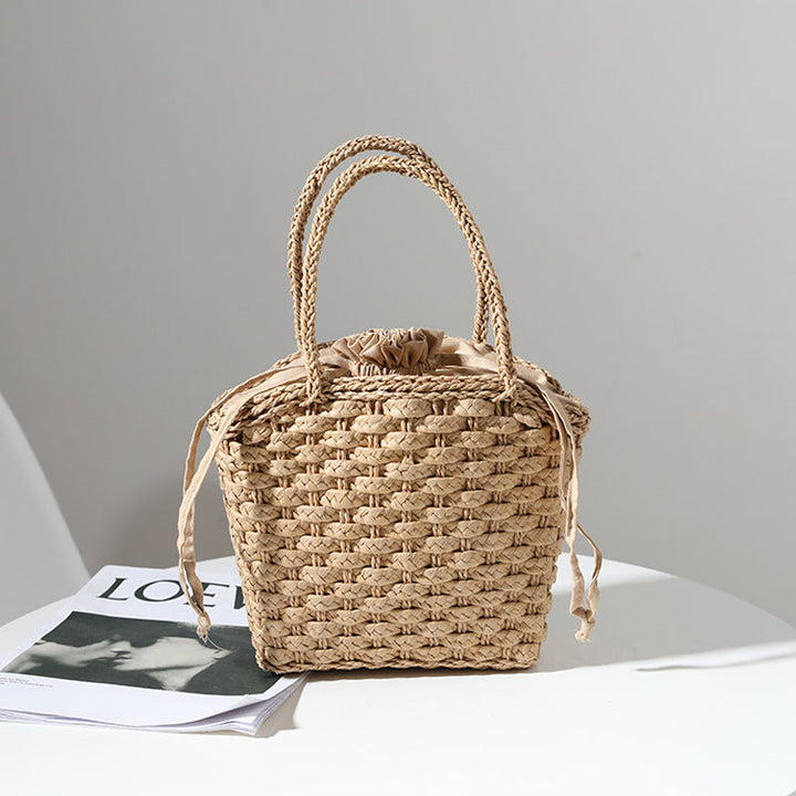 Handmade straw bag with adjustable inner lining Kalsten