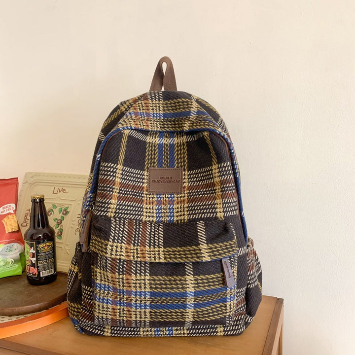 Functional Plaid School Backpack