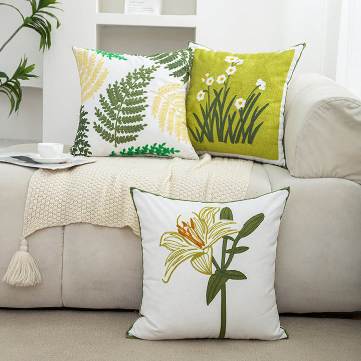 Women Decorative Cushion Cover with Fine Floral Embroidery Kalsten