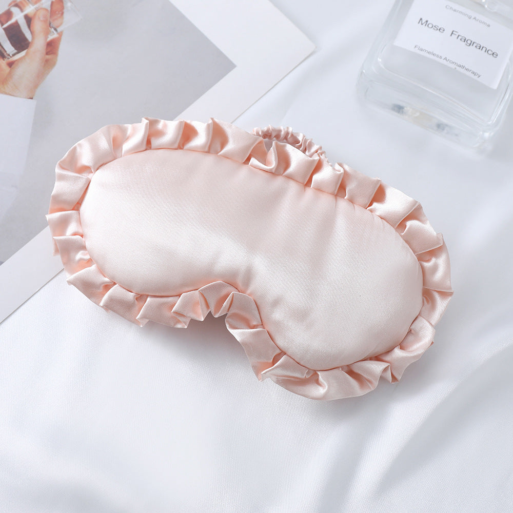 Women's nan satin-gloss eye mask with ergonomic contour, frilled ruffle edge, and gentle padding Kalsten