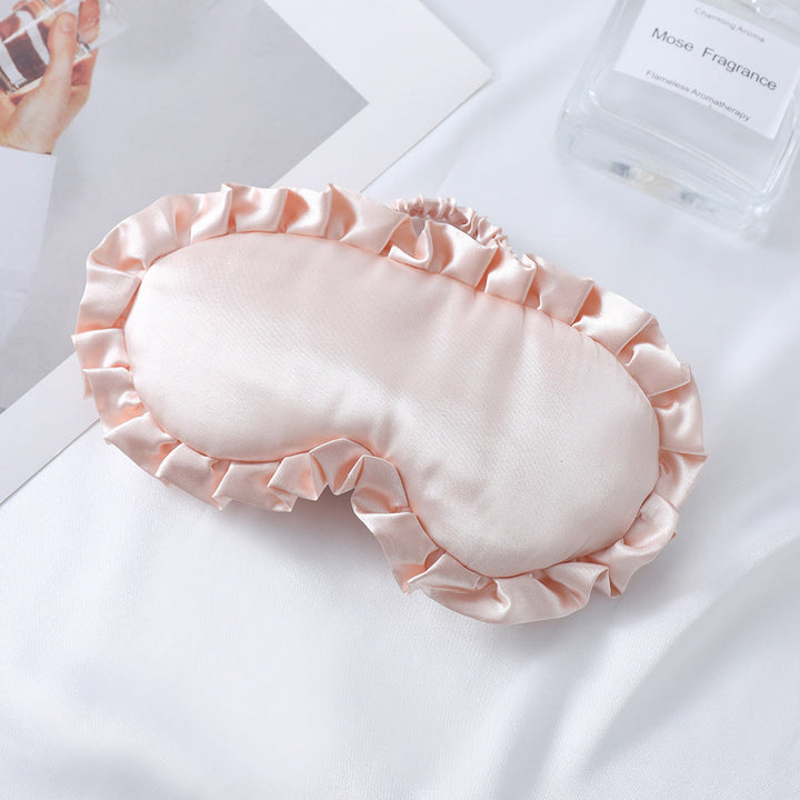 Women's nan satin-gloss eye mask with ergonomic contour, frilled ruffle edge, and gentle padding Kalsten