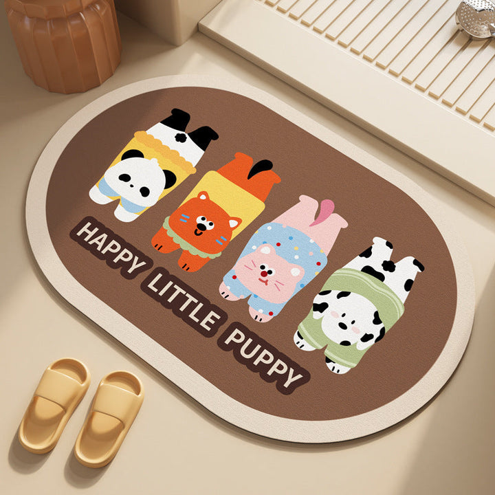 Playful Puppy-Themed Floor Mat